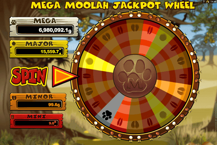 mega moolah spin wheel screen